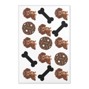 Cute Dachshund Puppy Bone and Ball Area Rugs